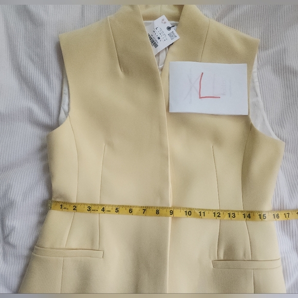 Zara Co-ord Set Preplum Vest/Waistcoat + Wide Leg Pants ZW Collection Yellow - Picture 14 of 16